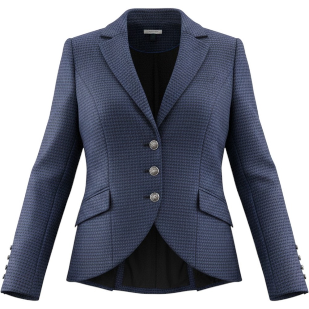442 Dark Academia White House Black Market Blazer 6 Navy Houndstooth Cutaway Hem